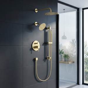 Ensemble <span class=keywords><strong>de</strong></span> <span class=keywords><strong>douche</strong></span> encastré doré avec cartouche céramique, robinet <span class=keywords><strong>de</strong></span> <span class=keywords><strong>douche</strong></span> mural 3 fonctions, pommeaux <span class=keywords><strong>de</strong></span> <span class=keywords><strong>douche</strong></span> pluie et massage 10 pouces - Product Image 4