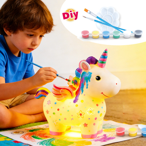 Kit Artistici per Bambini: Lampada Unicorno Fai-da-Te, Giocattoli Luminosi da Dipingere - Product Image 2