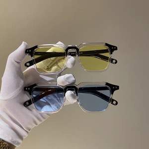 Les dernières lunettes de soleil carrées multicolores tendance hip-hop, style rétro, vente en gros, lunettes de luxe personnalisées, lunettes pour hommes - Product Image 3