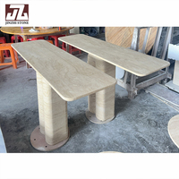Console de style européen moderne en travertin massif pour hall d'entrée, meuble minimaliste pour salon, idéal pour la maison ou l'hôtel
