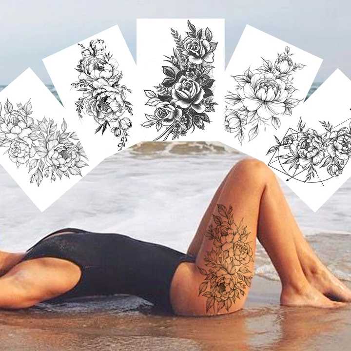 Tatuagem falsa temporária com flor de borboleta, tatuagem flash