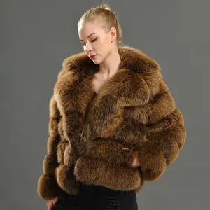 2020 Winter New Design Double Face Big Collar Luxury Style Fluffy Fox Fur Very Warm Winter Coats