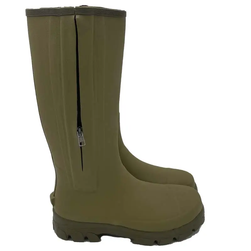 Bottes imperméables en caoutchouc naturel vert olive à la mode pour ferme ou ranch, bottes de pluie de haute qualité