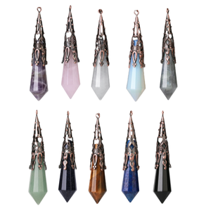Wholesale Natural Crystal Crushed Stone Agate Resin Meditation Healing Spirit Pendulum Pendant