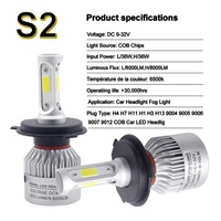 Ampoule LED S2 H4 H7 H13 H11 9005 9006 COB pour voiture, 10000LM, tout-en-un, phare LED pour voiture