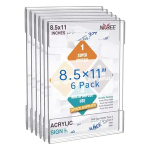 도매 사용자 정의 투명 3 팩 8.5x11 아크릴 사인 홀더 수직, 명확한 사인 플라스틱 종이 경사 사인 플라스틱 홀더