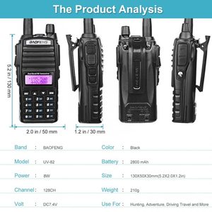 BaoFeng UV-82 de sortie de haute qualité 8W nouvelle version <span class=keywords><strong>Radio</strong></span> jambon <span class=keywords><strong>portable</strong></span> talkie-walkie double PTT <span class=keywords><strong>Radio</strong></span> amateur bidirectionnelle Best Buy - Product Image 5