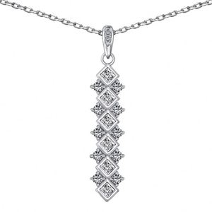 Collier de bijouterie fine au design unique Dylam, argent S925, plusieurs couleurs, cluster carré, zircone 5A, pendentif en forme de barre, collier pour femmes - Product Image 1