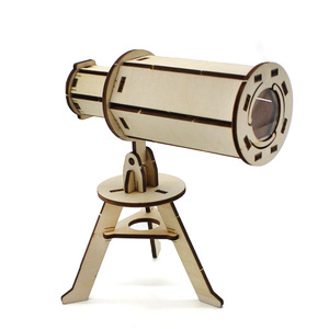 Kit de telescopio de madera para niños, modelo educativo de ciencia, juguete STEM de 7 a 9 años, operación manual, diseño de forma geométrica - Product Image 1