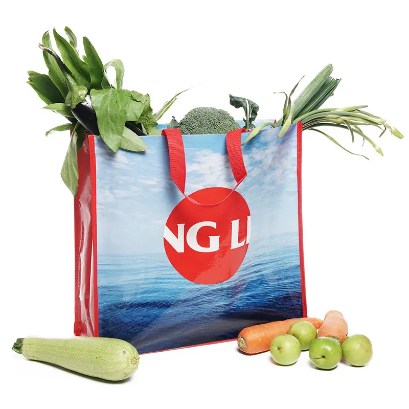 ステッチトートバッグPP織りスーパーマーケットショッピングバッグカスタムロゴ付きワンピース布バッグ