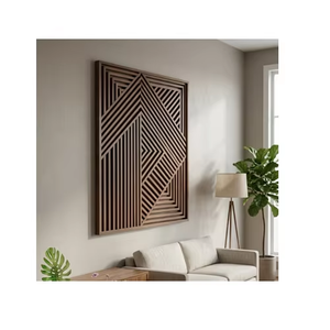 Premium Handmade Mango <b>Wood</b> Carved Wall Art Panel In <b>Rustic</b> Brown Finish For Home Interior Decoration Living Room Bedroom - Product Image 2