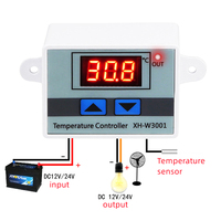 Controlador de temperatura digital XH-W3001, controlador de temperatura por microcomputadora, interruptor de control de temperatura 12V 24V 110V-220V/1500W