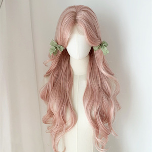 <span class=keywords><strong>Mujer</strong></span> Daily Lolita ocho caracteres Air Bangs onda de agua corta peluca frente encaje 32 pulgadas fibra de alta temperatura ondas completas - Product Image 2