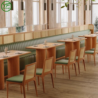 Meubles de restaurant de luxe sur mesure, canapé en rotin courbé, banquette en bois, banquette en cuir et tissu pour café, hôtel