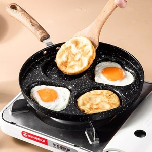 Sartén antiadherente de cuatro orificios, sartén redonda para desayuno, para cocinar huevos, jamón y verduras - Product Image 3