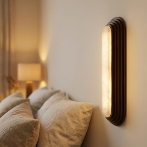 Lámpara de Pared LED de Alabastro Moderna y Lujosa, Aplique de Mármol con Marco de Madera en Niveles para Decoración de Hotel, Villa, Dormitorio, Pasillo y Sala de Estar - Product Image 4