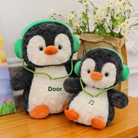Peluche pingouin de dessin animé authentique, super douce, rembourrée en coton PP, poupée mignonne, oreiller de sommeil, 0-24 mois