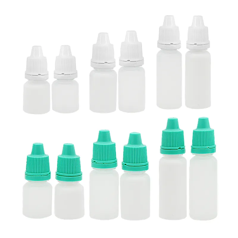Biodegradabile vuoto 5ml 10ml 15ml PE PP liquido contagocce bottiglia di plastica con tappo a vite a prova di bambino