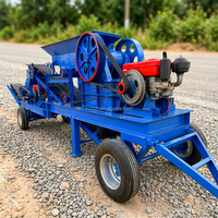 Concasseur à mâchoires mobile portable PE250*400, moteur, capacité de 3-13 t/h, équipement de concassage minéral pour lignes de production d'agrégats