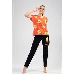 Ensemble pyjama femme Supreme Ducky, orange, manches courtes, tricoté, doux, décontracté, 2 pièces - Product Image 4