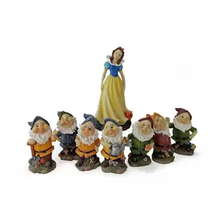 Figuras de resina Blancanieves y siete enanitos, adornos para jardín