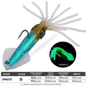<span class=keywords><strong>Leurre</strong></span> souple artificiel en forme <span class=keywords><strong>de</strong></span> calamar <span class=keywords><strong>de</strong></span> 135 mm, 35 g, 47 g, avec hameçon lumineux en plomb pour la pêche au poulpe - Product Image 6