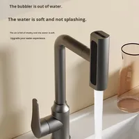 Robinet de cuisine en acier inoxydable, finition bronze, avec bec cascade 4 voies, fonction pluie, sans contact, eau chaude et froide, monotrou, à poser sur plan, mitigeur d'évier