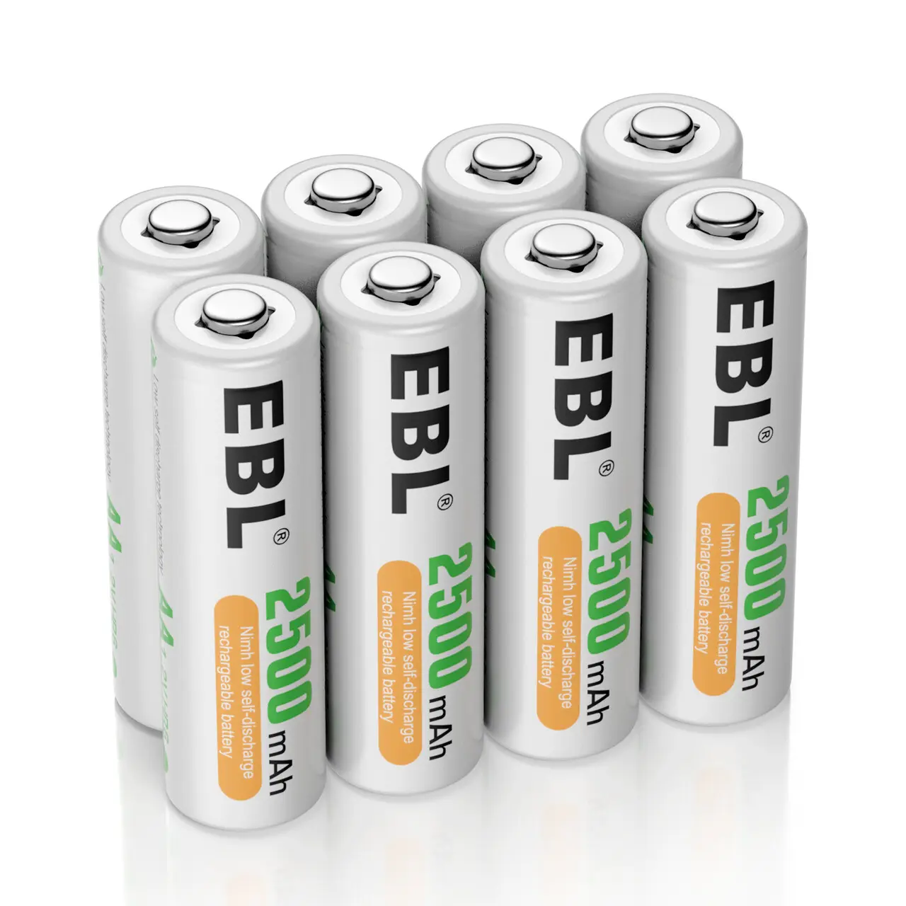 EBL yüksek performanslı 8 paket 1.2v AA 2500mAh şarj edilebilir piller önceden şarj edilmiş AA piller