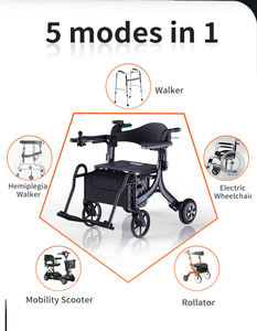 Andador eléctrico 2 en 1 para personas mayores, silla de ruedas electrónica ligera de aluminio, para caminar al aire libre - Product Image 2