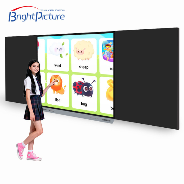 BRIGHT PICTURE 75 Inch Smart Digital Classroom Electronic Board Standing Interactive LCD 20-Point IR Touch 4K 48MP Camera