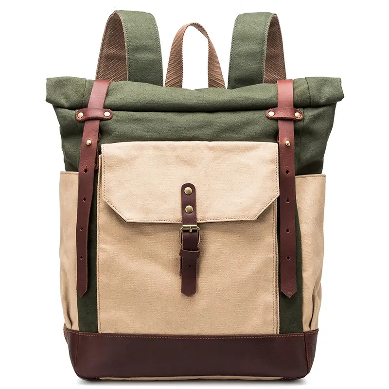 High Density Canvas Vintage Bag Brass Crossbody Ladies Backpack For School Daily Life Outdoor Activities Hiking Traveling Sports