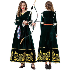 Vestido largo verde oscuro estilo corte medieval para mujer, disfraz de renacimiento, talla única para adultos - Product Image 2
