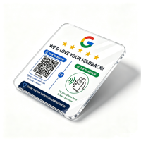 Autocollant d'avis en acrylique NFC Google QR Code – Panneau adhésif pour commentaires clients pour comptoir, table, mur ou réception d'entreprise