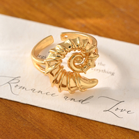 Bague spirale 3D étanche personnalisée en gros, plaquée or 18 carats, bijou coquillage marin pour femme, Cincin