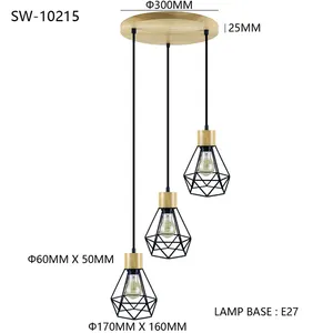 레스토랑 거실 식당을위한 산업 스타일 철 거실 나무 샹들리에 펜던트 조명