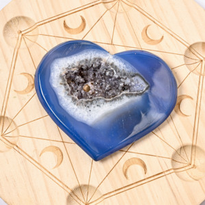 Venta al por Mayor de Piedras de Ágata Azul Talladas en Forma de Corazón, Cristal Pulido, para Regalo de Feng Shui - Product Image 6