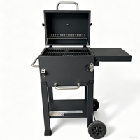 Barbecue carré professionnel au charbon de bois avec thermomètre de précision intégré au couvercle pour les rassemblements en jardin ou en extérieur
