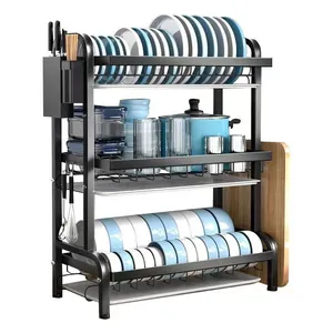 Kitchen Organizer Black standing 3 tiers stainless steel kitchen storage organizer dish drying drainer rack holder