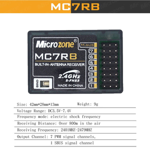 Microzone <span class=keywords><strong>Mini</strong></span> Radio 6 Canaux pour Drones, Voitures, Bateaux, Hélicoptères - Compatible avec les Contrôleurs MC6RE/MC7RE/MC8RE/MC6C/MC8B - ABS Noir - Product Image 5