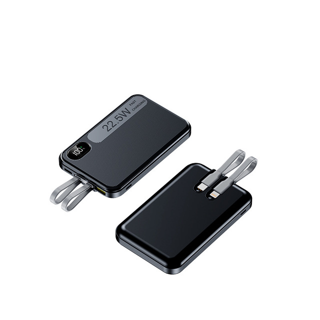 Frivolous Portable Mobile Power Supply Super Fast Charging 10000 MAh LED Display Plastic Customizable Logo Gift Built-in Wire
