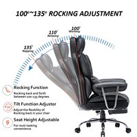 Chaise de bureau exécutive en cuir PU, ergonomique, avec soutien lombaire, accoudoirs inclinables, confortable pour les longues périodes de travail assis