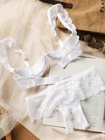 Set Lingerie Wanita 2026, Bra Setengah dengan Detail Renda Seksi dan Payet, Kontrol Ketat, Dilengkapi Celana Dalam dengan Detail Lubang