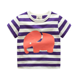 Nouveaux produits à la recherche de distributeurs : T-shirt d'été pour garçons, imprimé rayé, style coréen - Product Image 4