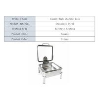 Chauffe-Plat Carré Professionnel en Acier Inoxydable pour Buffet, Idéal Hôtels, Restaurants et Cantines