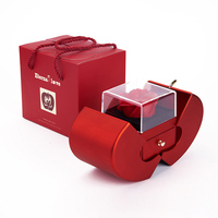 Boîte cadeau double porte pour bijoux et ornements, Saint-Valentin, Anniversaire, style pomme, fleur de savon rose, emballage pour bague et collier