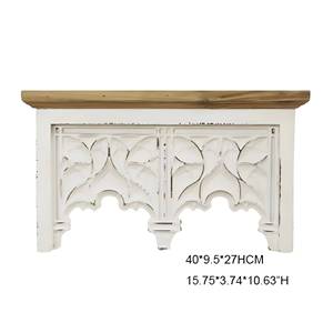 INNOVA Home Rustic Antique Distressed White Carved MDF <b>Wood</b> Floating Artistic Vertical Design Wall Mounted Detachable <b>Shelves</b> - Product Image 2
