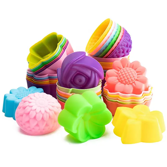 Siliconen Mallen Cupcake Multi Bloemvormen Silicone Baking Cups Mallen Non-stick Donut Wrapper Mallen