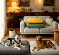 Großhandel Orthopädisches Polyester-Rechteck-Hundebett Abnehmbarer Bezug Rutschfester Boden Luxus-Haustierbett für Große Hunde und Katzen