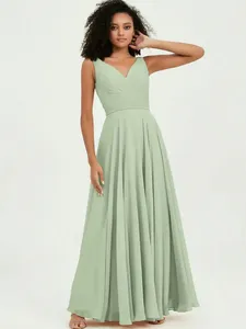 الخامس الرقبة الشيفون وصيفة الشرف فساتين طويلة البط الأخضر مخصص زائد حجم فساتين وصيفة الشرف - Product Image 3