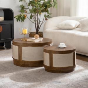 Luxe moderne woonkamer houten salontafel ronde massief houten salontafel sets voor hotel restaurant café - Product Image 1